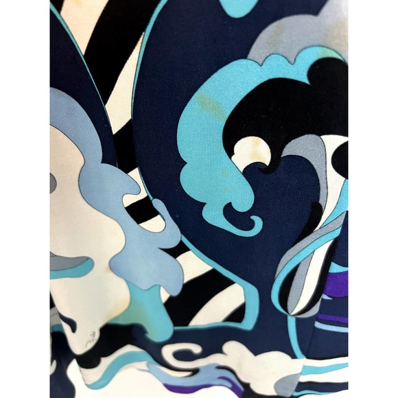 Emilio Pucci Blue multicolor midi dress Sz 6 y2k - Picture 5 of 13